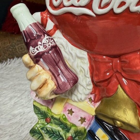 Vintage Coca-Cola Hand Painted Ceramic Holly Santa Plate Platter - Picture 9 of 15